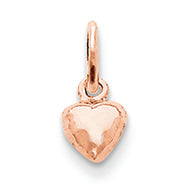 14K Gold Rose Gold Solid Polished 3-Dimensional Small Heart Charm
