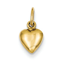 14K Gold Solid Polished 3-Dimensional Medium Heart Charm