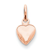 14K Gold Rose Gold Solid Polished 3-Dimensional Medium Heart Charm