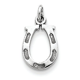 14K White Gold Solid Polished Horseshoe Charm