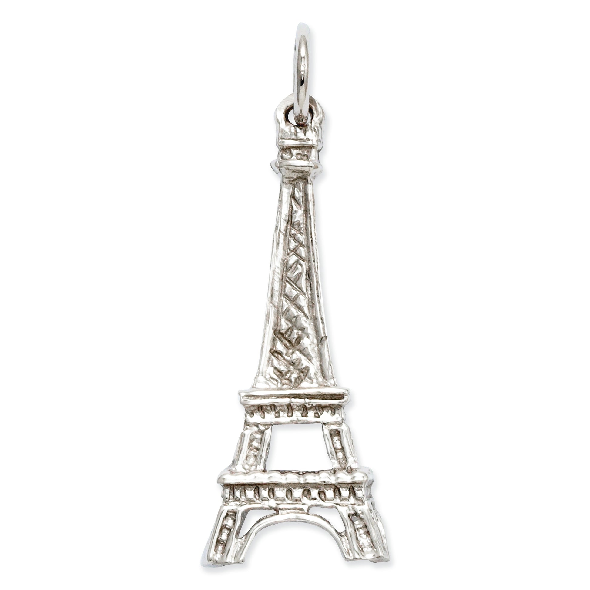 14K White Gold Solid Polished Eiffel Tower Charm