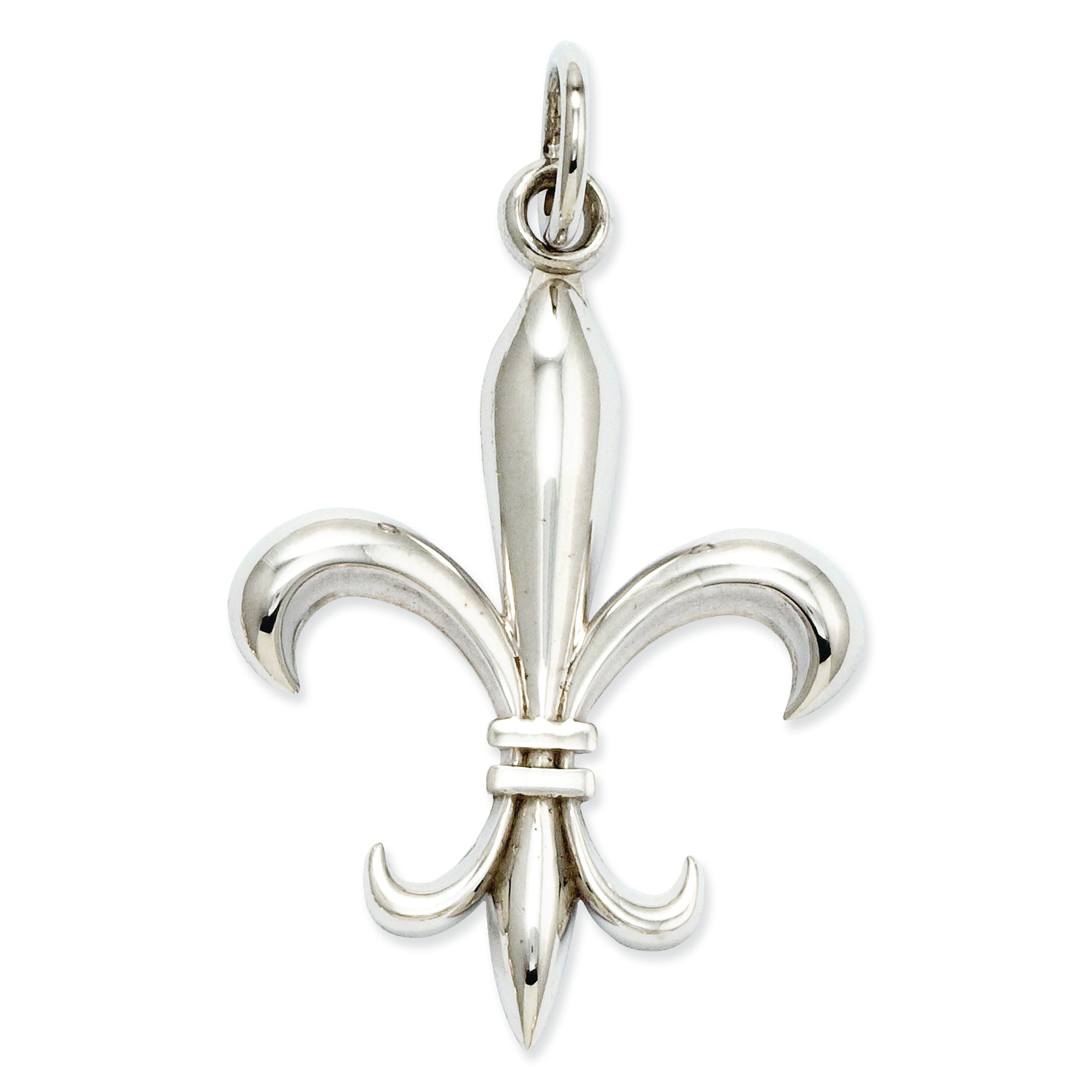 14K White Gold Polished Fleur De Lis Charm