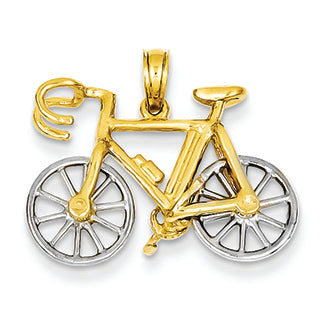 14K Gold Two-Tone 3-D Bicycle Pendant