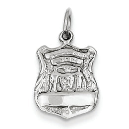 14K White Gold Police Badge Charm