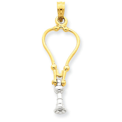 14K Gold Two-Tone 3-D Stethoscope Pendant