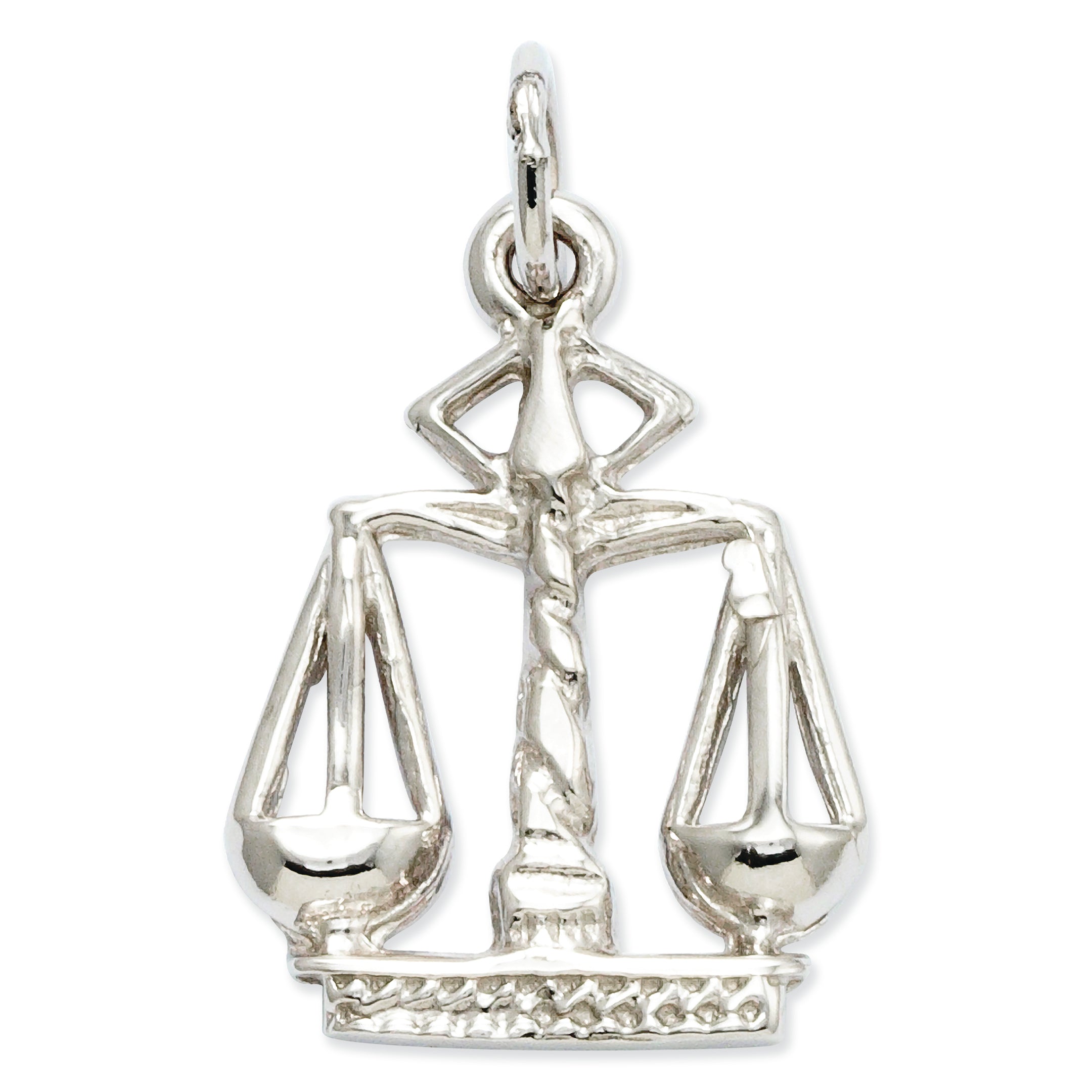 14K White Gold Polished Flat-Backed Small Scales of Justice Charm