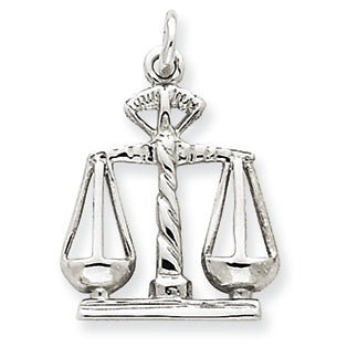 14K White Gold Polished Open-Backed Large Scales of Justice Charm