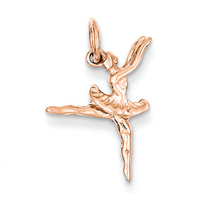 14K Gold Rose Gold Polished 3-Dimensional Ballerina Charm