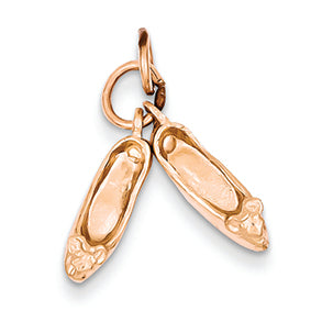 14K Gold Rose Gold Polished 3-Dimensional Moveable Ballet Slippers Charm