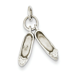 14K White Gold Polished 3-Dimensional Moveable Ballet Slippers Charm