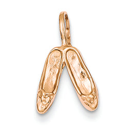 14K Gold Rose Gold Solid Polished 3-Dimensional Ballet Slippers Charm