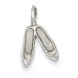 14K White Gold Solid Polished 3-Dimensional Ballet Slippers Charm