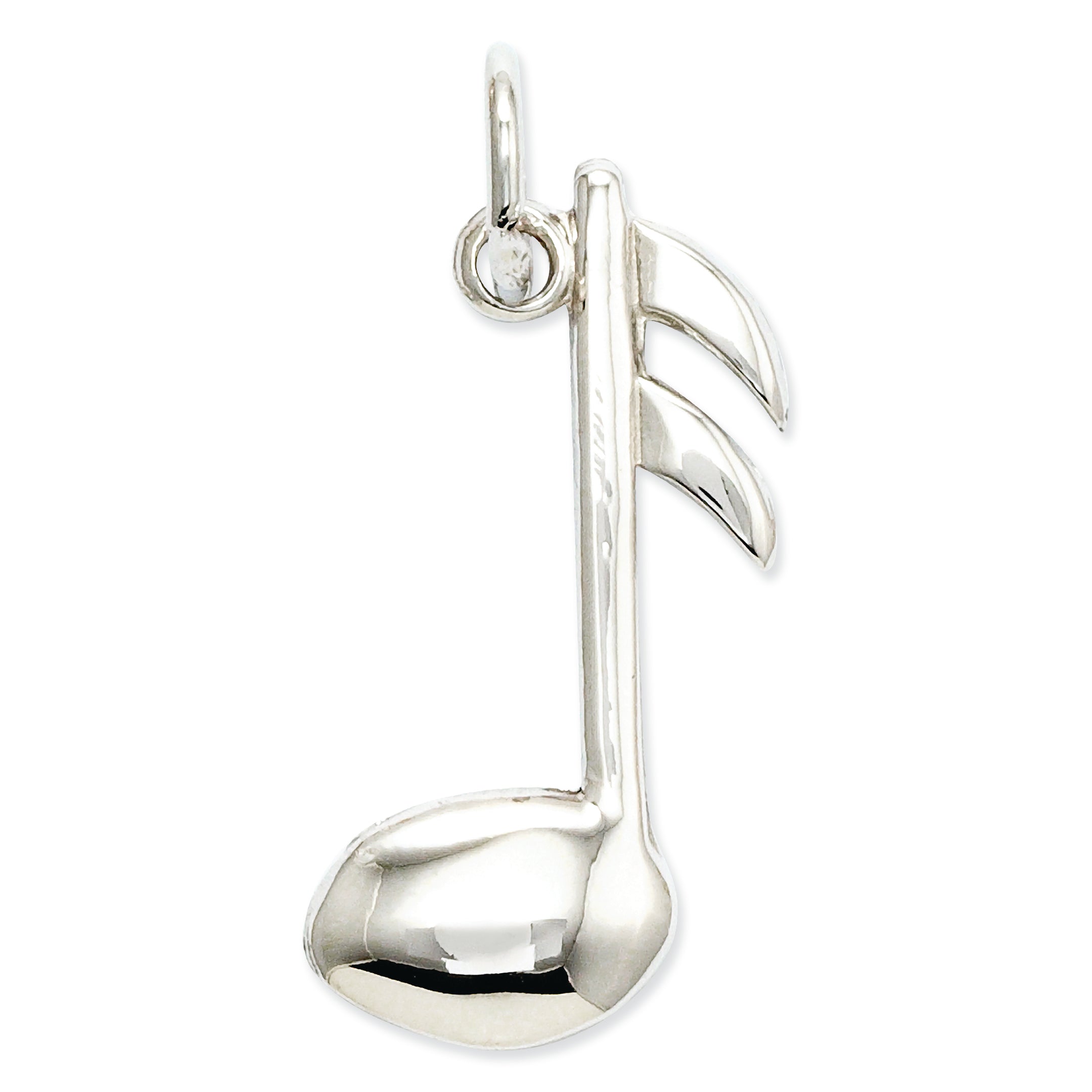 14K White Gold Polished Flat-Backed Musical Note Charm
