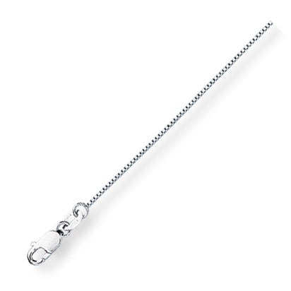 18K Solid White Gold Classic Box Chain 0.6mm thick 20 Inches
