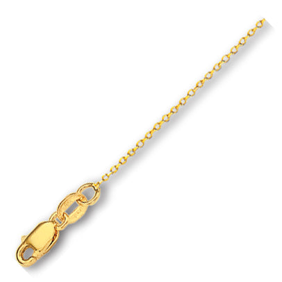 14K Solid Yellow Gold Cable Link Chain 1.1mm thick 16 Inches