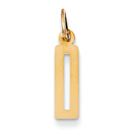 14K Gold Small Polished Elongated 0 Charm