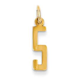 14K Gold Small Polished Elongated 5 Charm