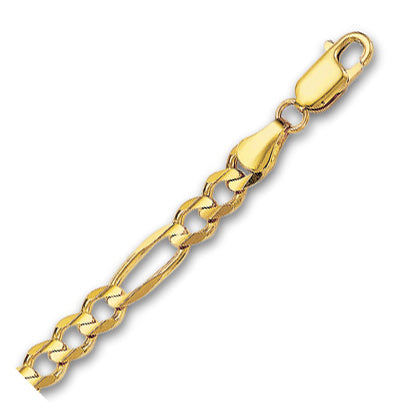 14K Solid Yellow Gold Figaro Lite 6mm thick 20 Inches
