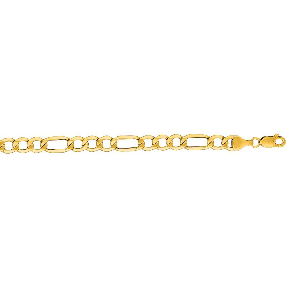 14K Solid Yellow Gold Figaro Lite Bracelet 6.5mm thick 8.5 Inches