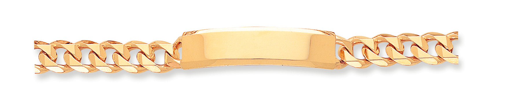 14K Gold Hand-polished Traditional Link ID Bracelet 8 Inches