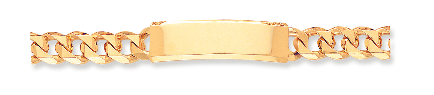 14K Gold Hand-polished Traditional Link ID Bracelet 8 Inches