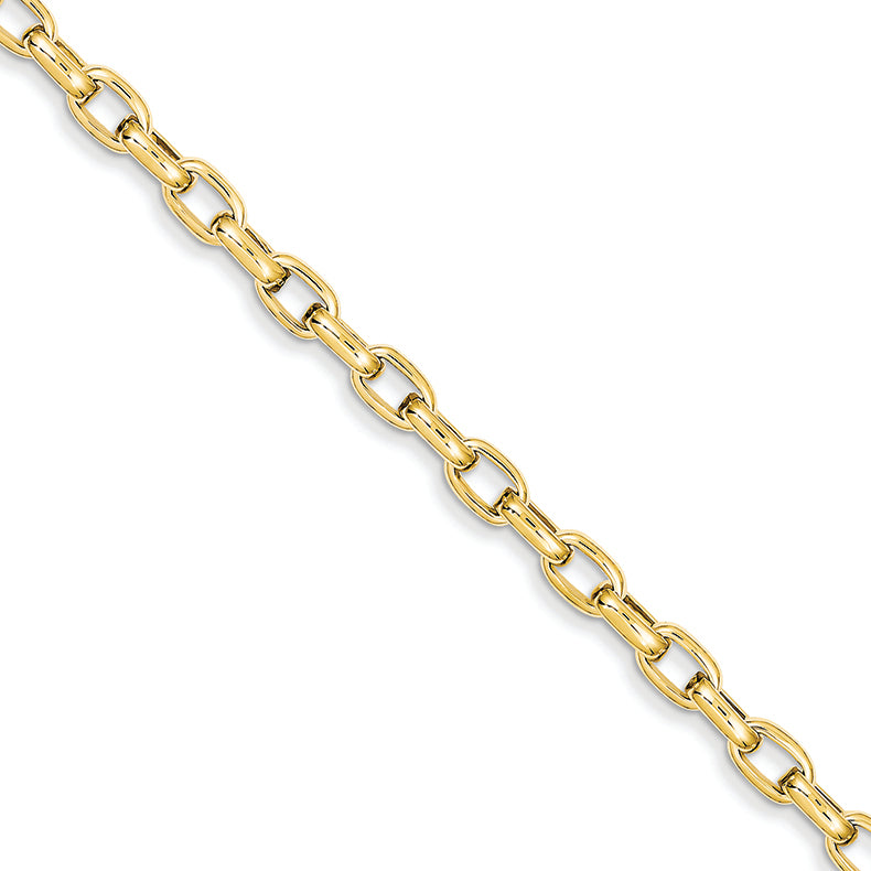 14K Gold 5.0mm Polished Fancy Link Bracelet 7.25 Inches