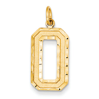 14K Goldy Casted Large Diamond Cut Number 0 Charm