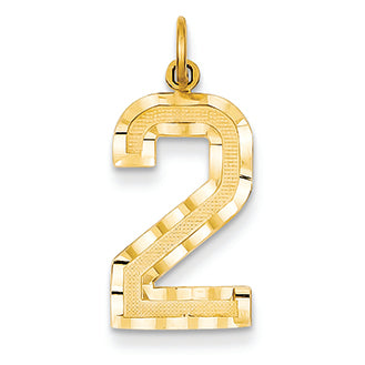 14K Goldy Casted Large Diamond Cut Number 2 Charm