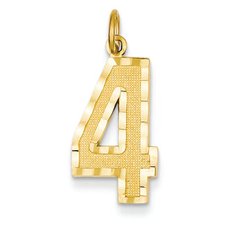 14K Goldy Casted Large Diamond Cut Number 4 Charm
