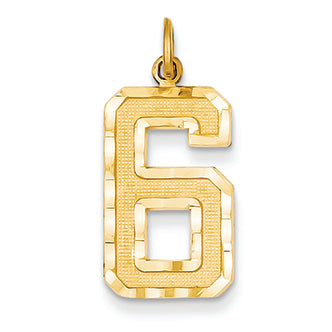 14K Goldy Casted Large Diamond Cut Number 6 Charm