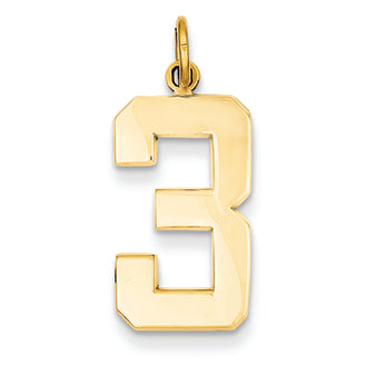 14K Goldy Casted Large Polished Number 3 Charm
