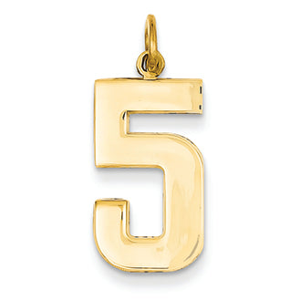 14K Goldy Casted Large Polished Number 5 Charm