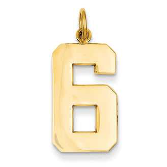 14K Goldy Casted Large Polished Number 6 Charm