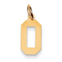 14K Gold Small Polished Number 0 Charm