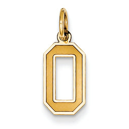 14K Gold Small Satin Number 0 Charm