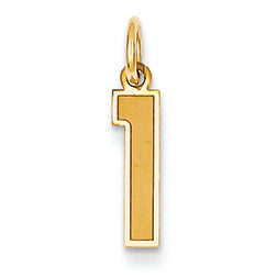 14K Gold Small Satin Number 1 Charm