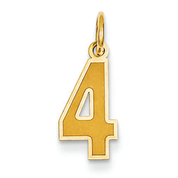 14K Gold Small Satin Number 4 Charm