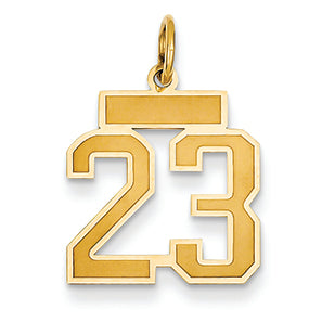 14K Gold Small Satin Number 23 Charm
