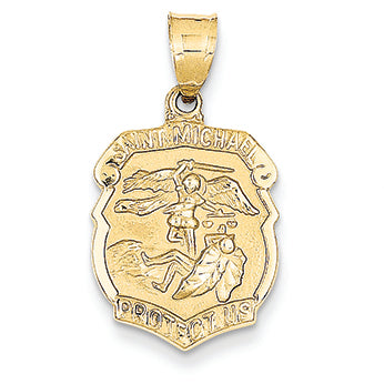 14K Gold Saint Michael Medal Badge Pendant