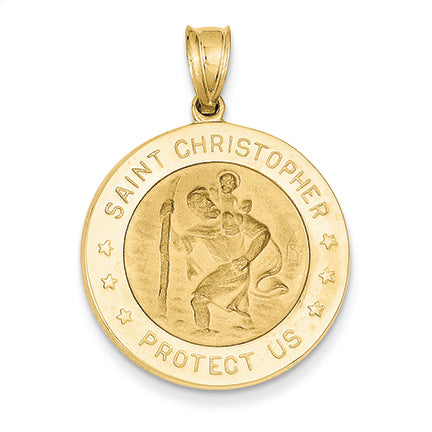 14K Gold Saint Christopher Medal Pendant