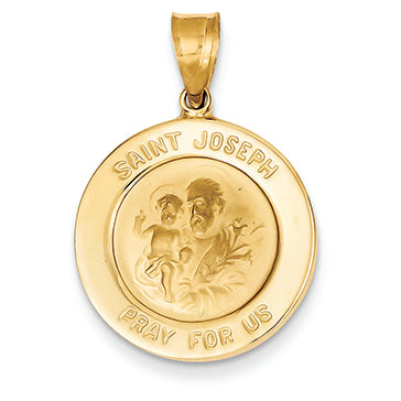 14K Gold Saint Joseph Medal Pendant