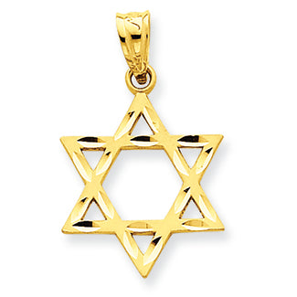 14K Gold Solid Satin Star of David Charm
