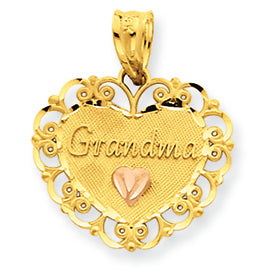 14K Gold Two-Tone Grandma Heart Charm