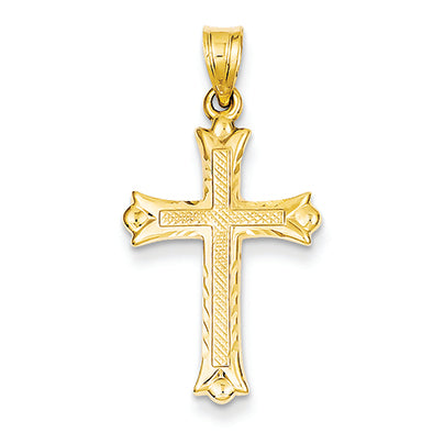 14K Gold Fleur De Lis Cross Pendant