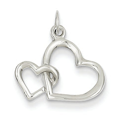 14K White Gold Double Heart Charm