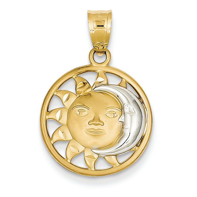 14K Gold & Rhodium Sun & Moon Charm