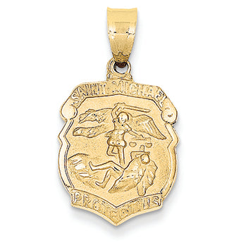 14K Gold Saint Michael Medal Badge Pendant