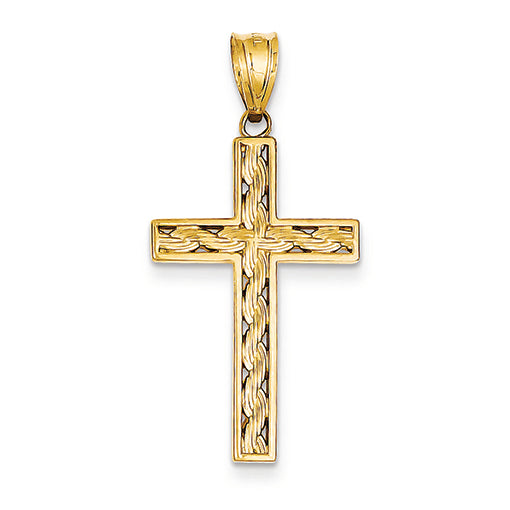 14K Gold Rope Cross Pendant