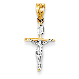 14K Gold Two-tone INRI Crucifix Pendant