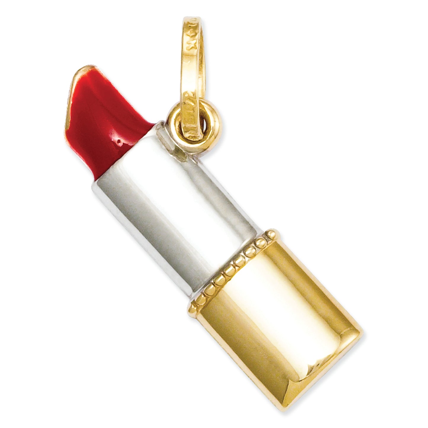 14K Gold & Rhodium Enameled Lipstick Charm